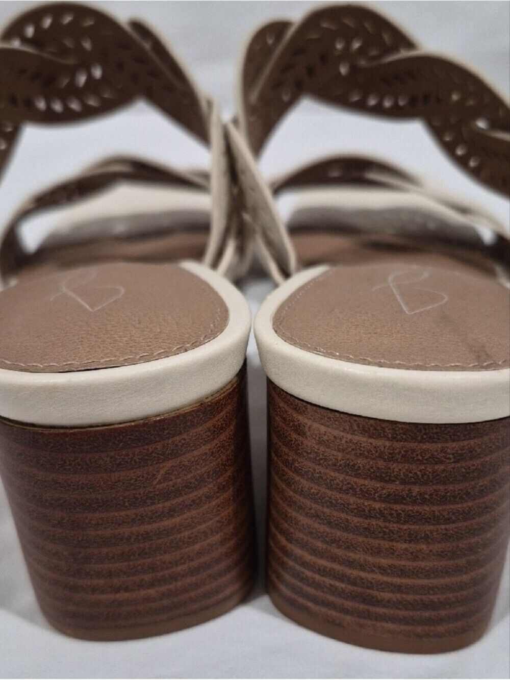 Joie Cream Braided Laser-Cut Slide Block Heel Sandals - Picture 4 of 8